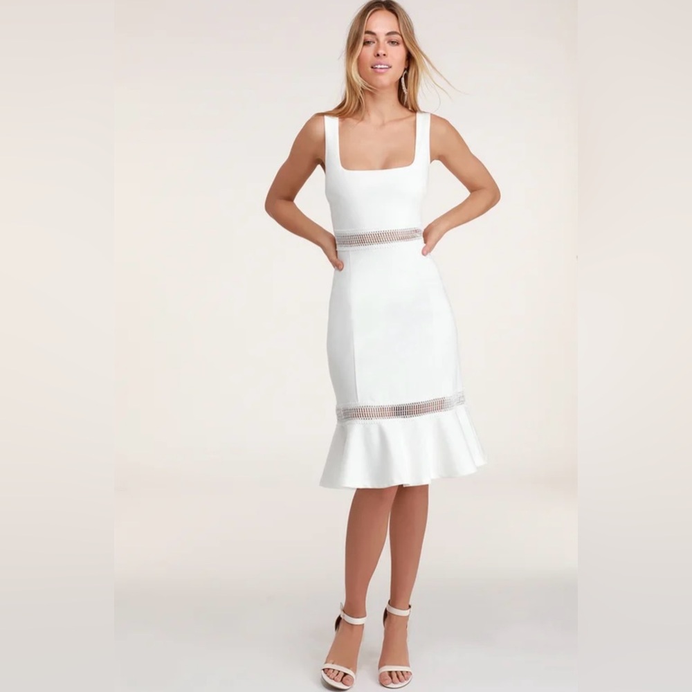 NWT white crochet midi dress bachelorette bridal shower dress